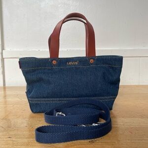 Levi's Blue Denim Tote with Brown Handles